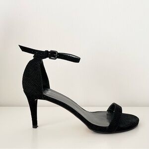 Stuart Weitzman Nunaked Leather Strappy Heels Sandals Size 8 Black Eveningwear